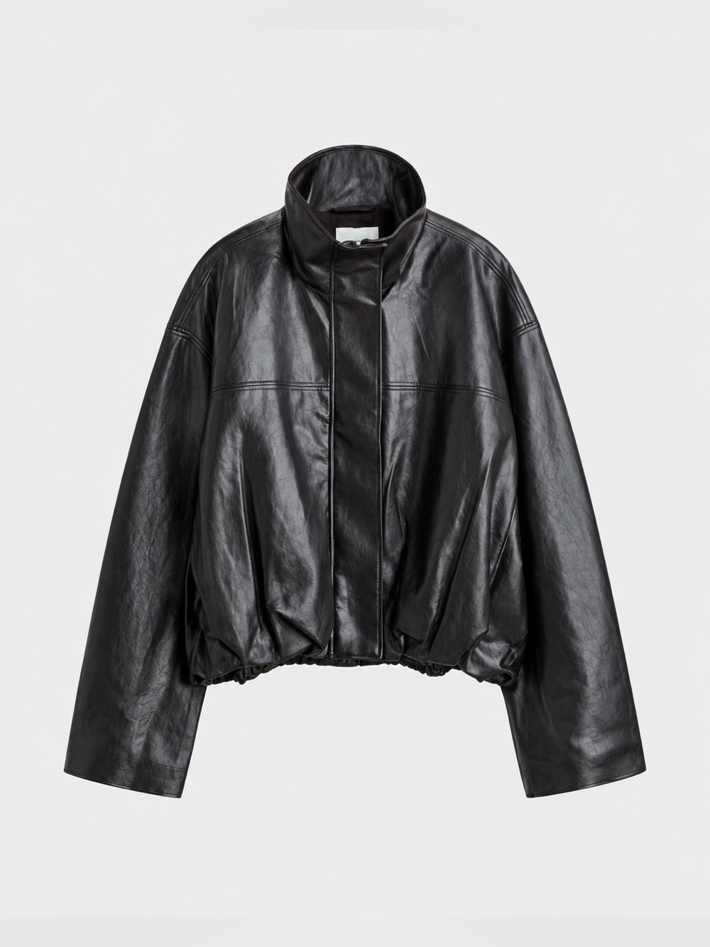 H&M Dark Brown Oversized Coated Faux Leather Bomber Jacket Size XL